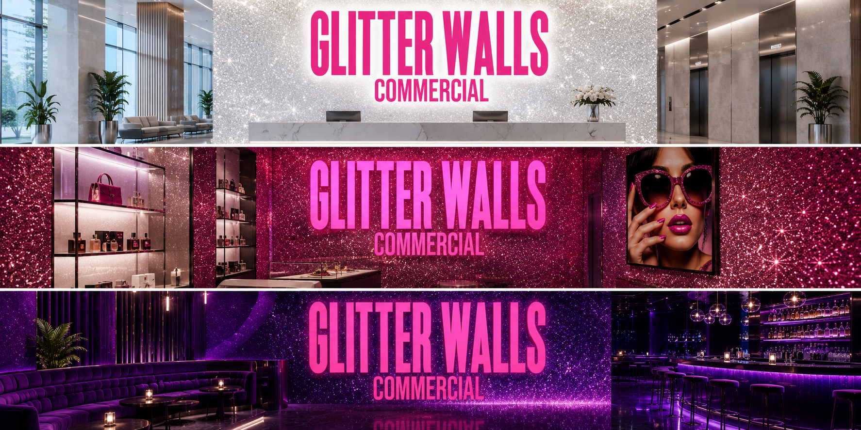 Bespoke branded glitter wall installation