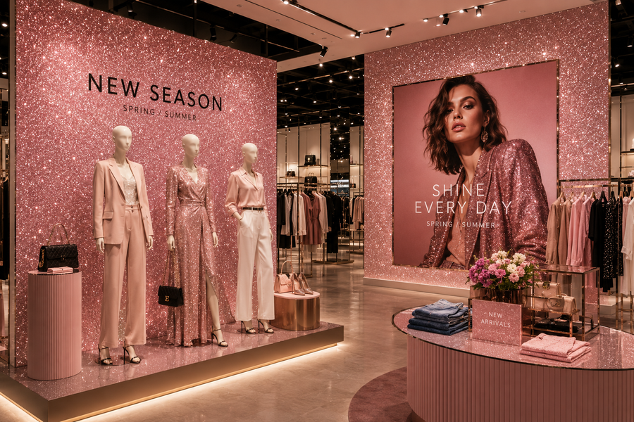 Fashion retail glitter display